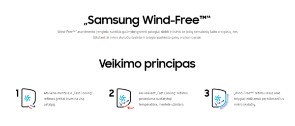 SAMSUNG BEVĖJO oro kondicionieriaus Windfree™ Elite S2 2.5/3.2 kW Multi split vidinis blokas - Image 11