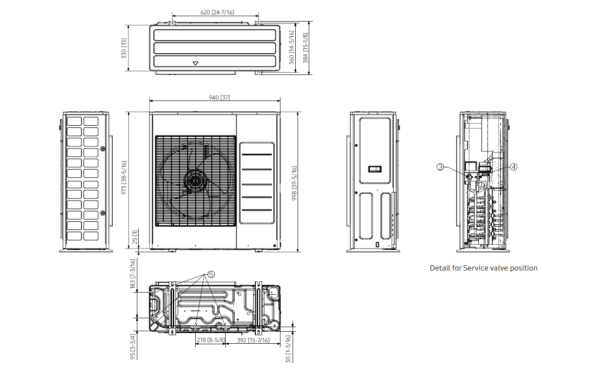 Samsung Multi-split sistemos išorinis blokas, 10.0/12.0 kW, AJ100TXJ5KG/EU - Image 2