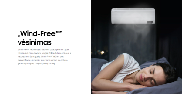 SAMSUNG BEVĖJO oro kondicionieriaus Windfree™ Elite S2 2.5/3.2 kW Multi split vidinis blokas - Image 12